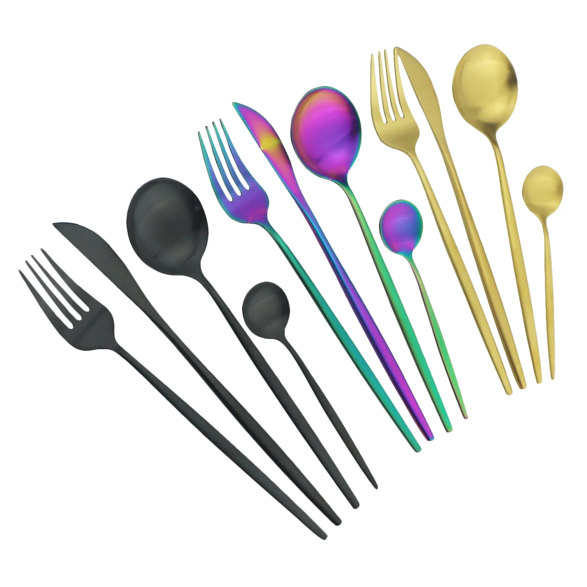 Набор золотых столовых приборов из нержавеющей стали 24 шт./компл.|Столовые