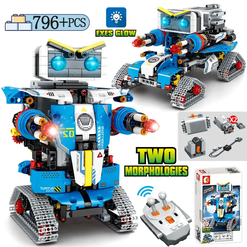 

City Electric RC Robot Building Blocks Transformation Racing Car Remote Control Robot Weapon Bricks Toys For Children