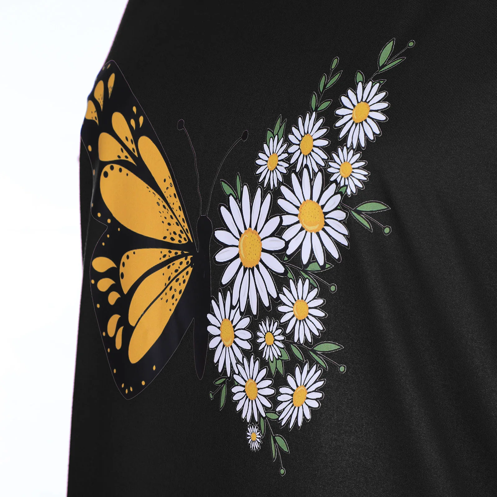 

2021 Ladies Stitching Daisy Butterfly Print Round Neck Sets Summer Tracksuits Short Sleeve T-shirts+shorts Suit Two Piece Sets