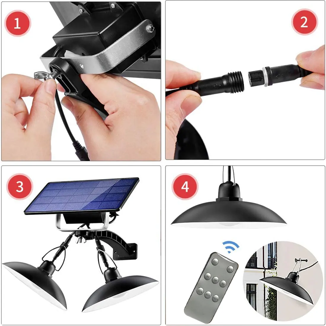 

IP65 Waterproof Double Head Solar Pendant Light Outdoor Indoor Solar Lamp With 3m Cable Suitable for Courtyard Garden Yard Patio