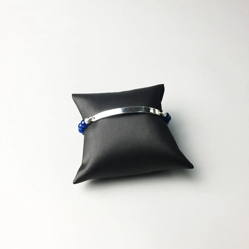 6MM Blue Stone Bridge Strand Bracelets 925 Sterling Silver Beads Charm Bangles Women Men Jewelry Accessories | Украшения и