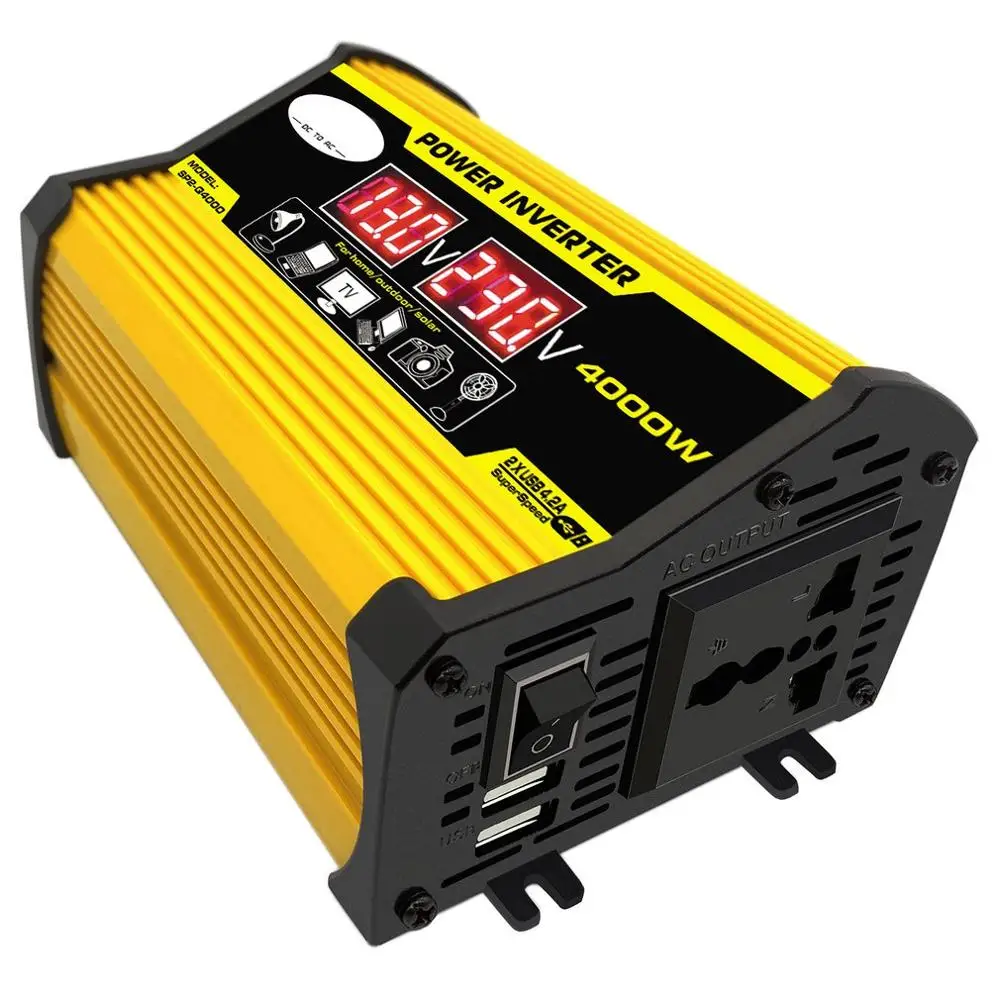 Пик 4000W 12V постоянного тока до 220V/110V Светодиодный Дисплей автомобиля Мощность