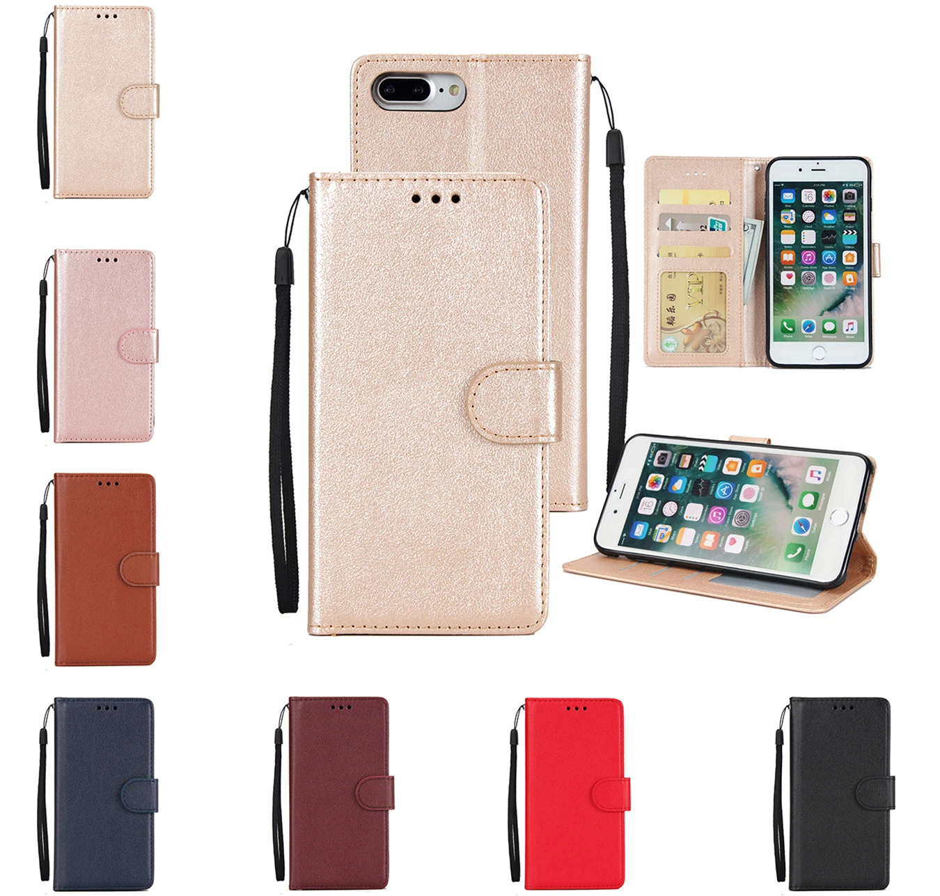 Чехол-книжка с бумажником для iPhone 8 со шнурок в подарок фоторамка отделениями