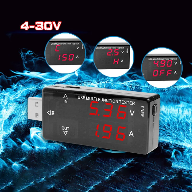 4V 30V Мини ток Напряжение Зарядное устройство Ёмкость тестер USB