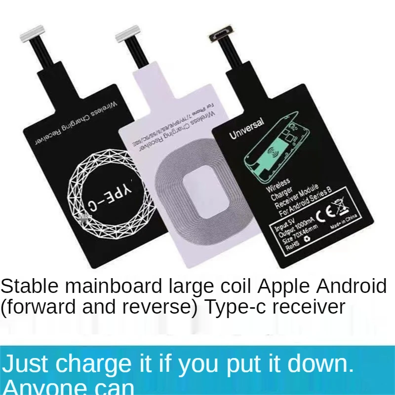 

Lightweight Qi Wireless Charging Receiver For Samsung Huawei Xiaomi Universal Micro USB Type C Fast Wireless Charger Adapter