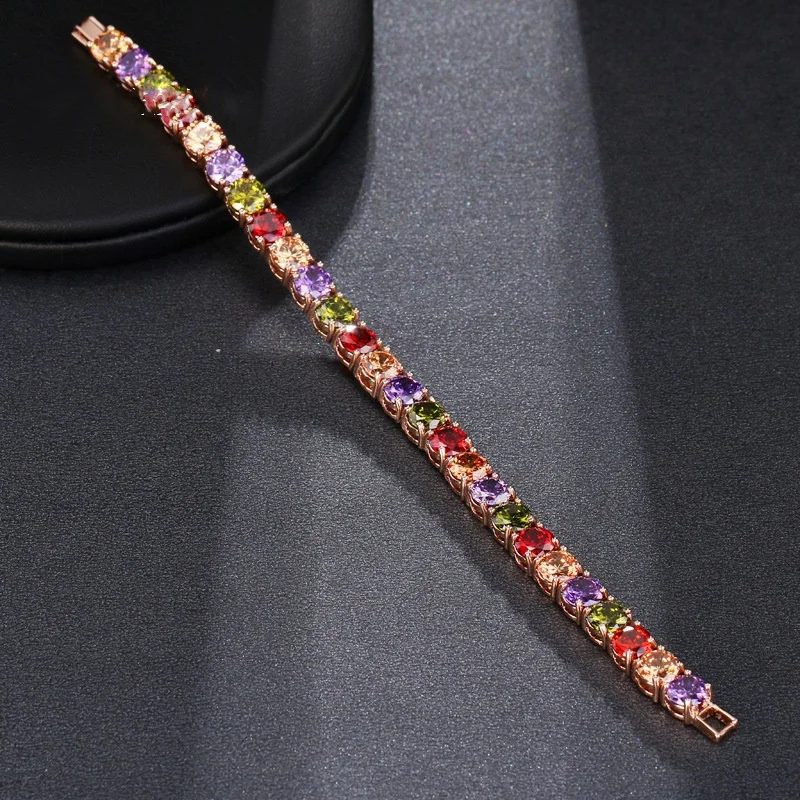 Ekopdee Новые классические разноцветный циркониевый браслет для женщин Изысканный