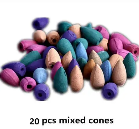 20pcs mixed cones 20 шт. благовония конусы+ Красота Девушка фиолетовая глина обратный поток благовоний горелка украшение дома керамическая палочка Благовония Держатели ароматическая курильница - Цвет: 20pcs mixed cones