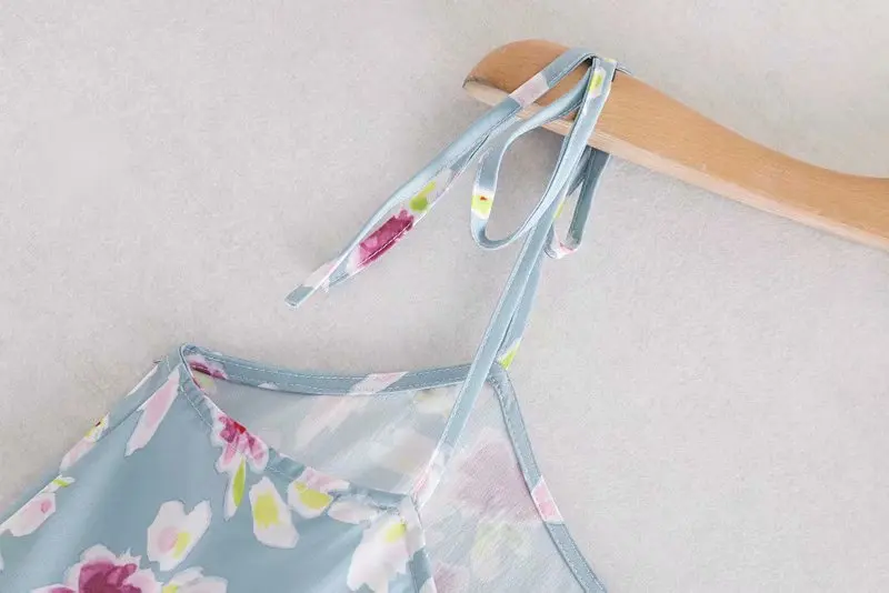 Новинка 2020 женское платье без бретелек с цветочным принтом на тонких бретелях