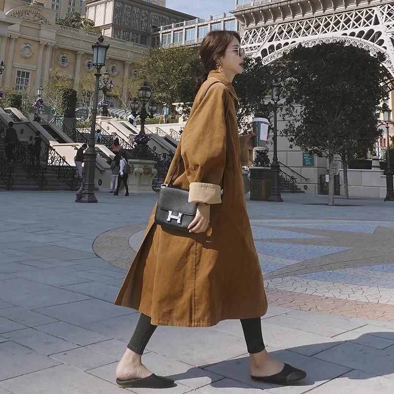 2020 Вельветовая ветровка Свободный плащ женский контроль мода новый любимый
