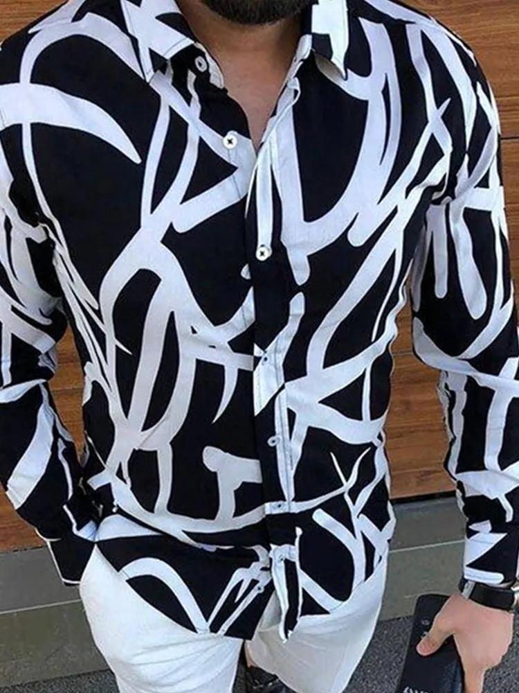 

2021 New Punk Style Men's Silk Satin Digital printing Shirts Male Slim Fit Long Sleeve Flower Print Casual Party Shirt Tops