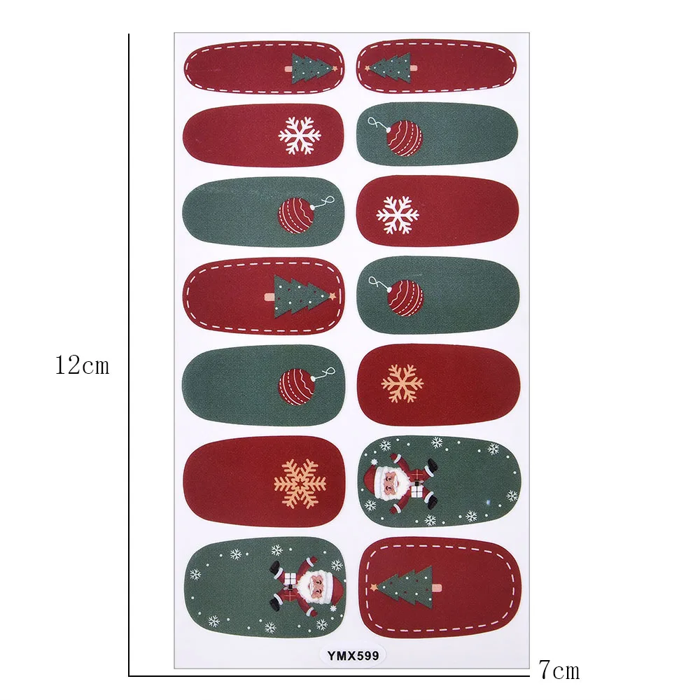 

12Pcs 7*12cm Color Nail Art Decoration Designs For Nail Ongles Merry Christmas Nail Art DIY Adhesive Stickers at home DIY