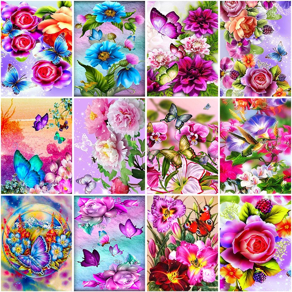 

New Arrival 5D Diamond Painting Butterfly Flower Embroidery Full Square Diamond Cross Stitch Rhinestone Mosaic Home Decor Gift