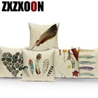 Декоративные диванные подушки, квадратная подушка из полиэстера с каменными перьями, наволочка для гостиной, подушка