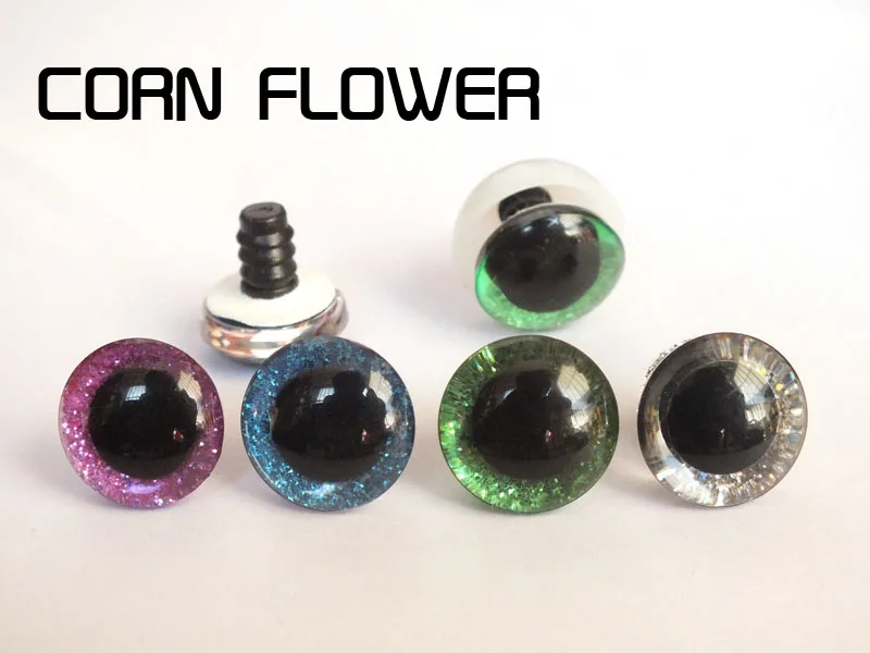 

40pcs Mixed colors 16/18/20/25mm plastic clear toy eyes + glitter Nonwovens + hard washer for plush animal doll