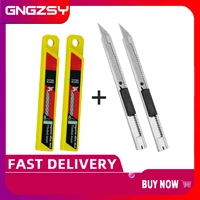 cngzsy 2pcs mini art utility knives 20pcs stainless steel blades diy knife vinyl film cutter car wrapping cut tools 2e022e03