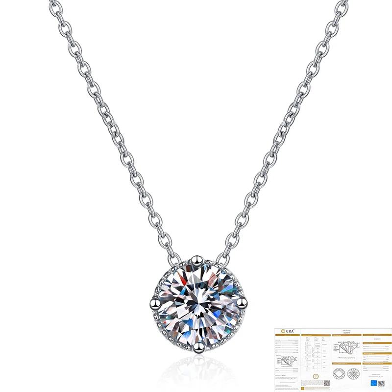 

Ожерелье женское из серебра 925 пробы с муассанитом, 0,5ct/1ct/2ct, VVS