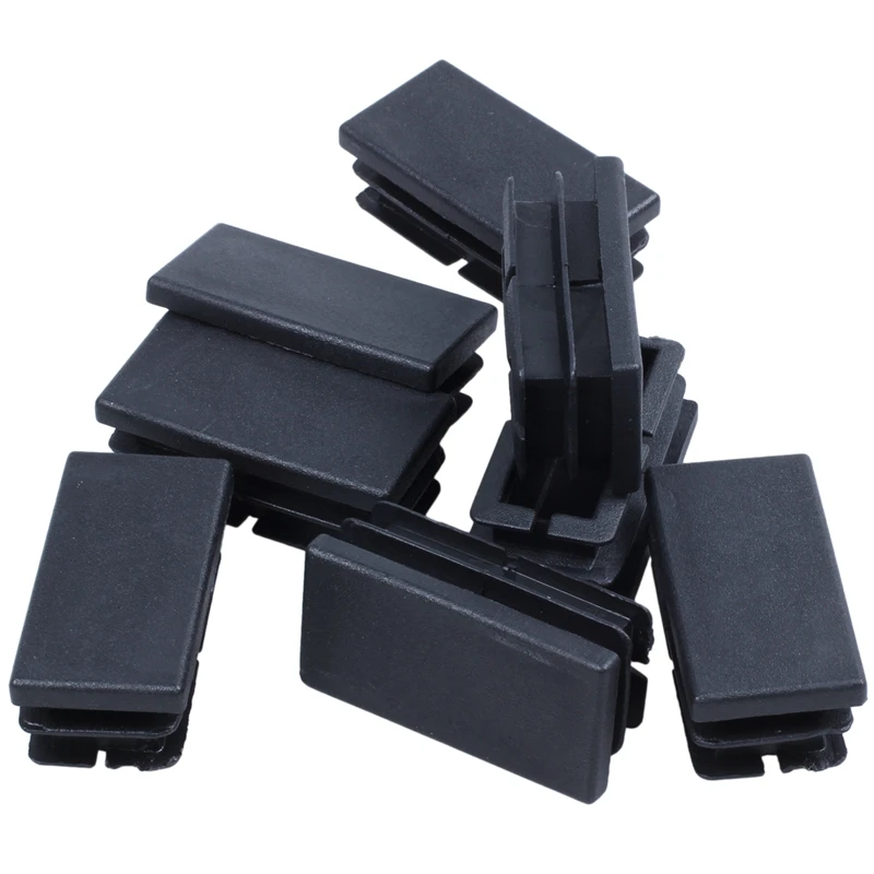 

8 Pcs Black Plastic Rectangular Blanking End Caps Inserts 20mm x 40mm