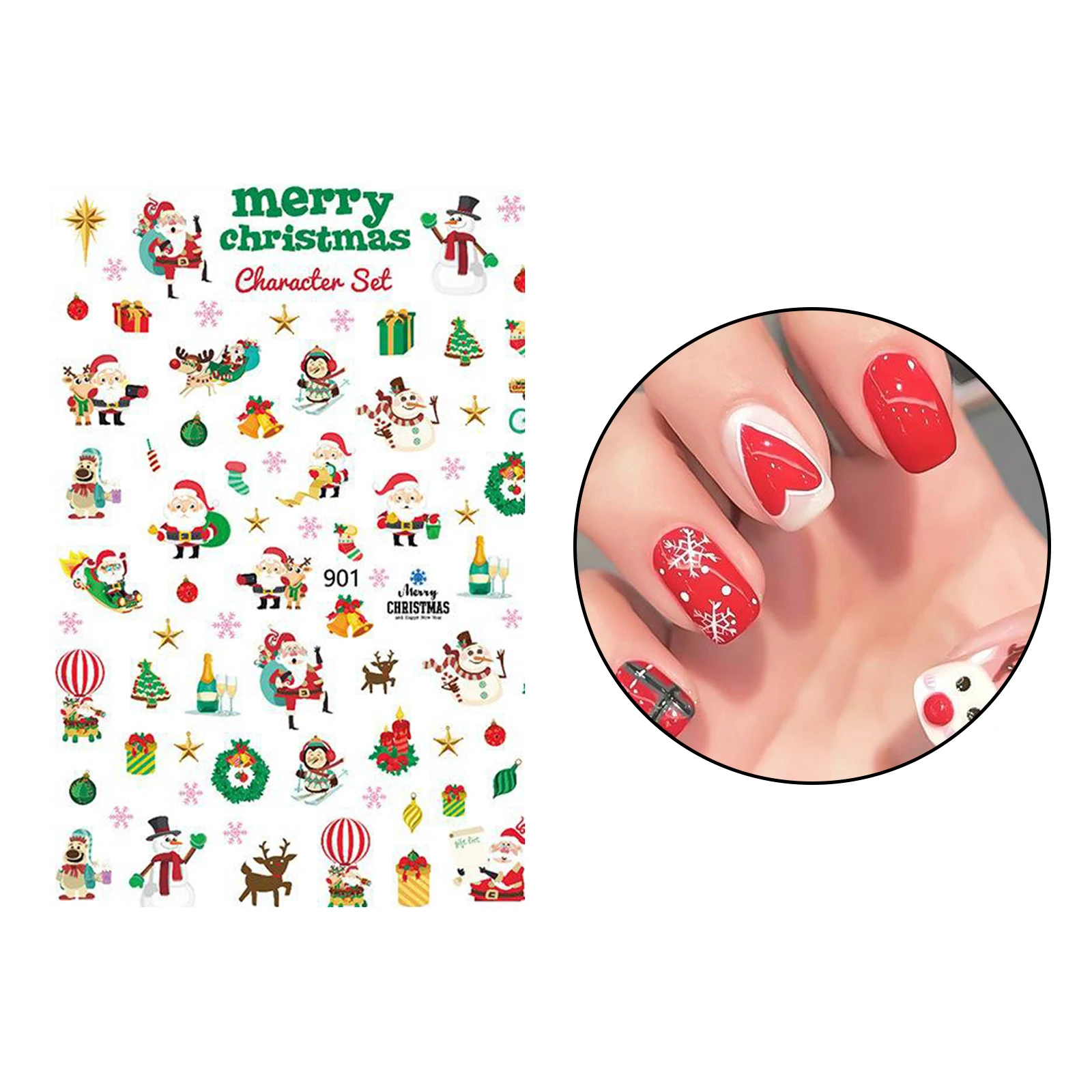 1 Shees Рождество Nail Art Наклейки самоклеящиеся Санта Клаус снежинки наклейки