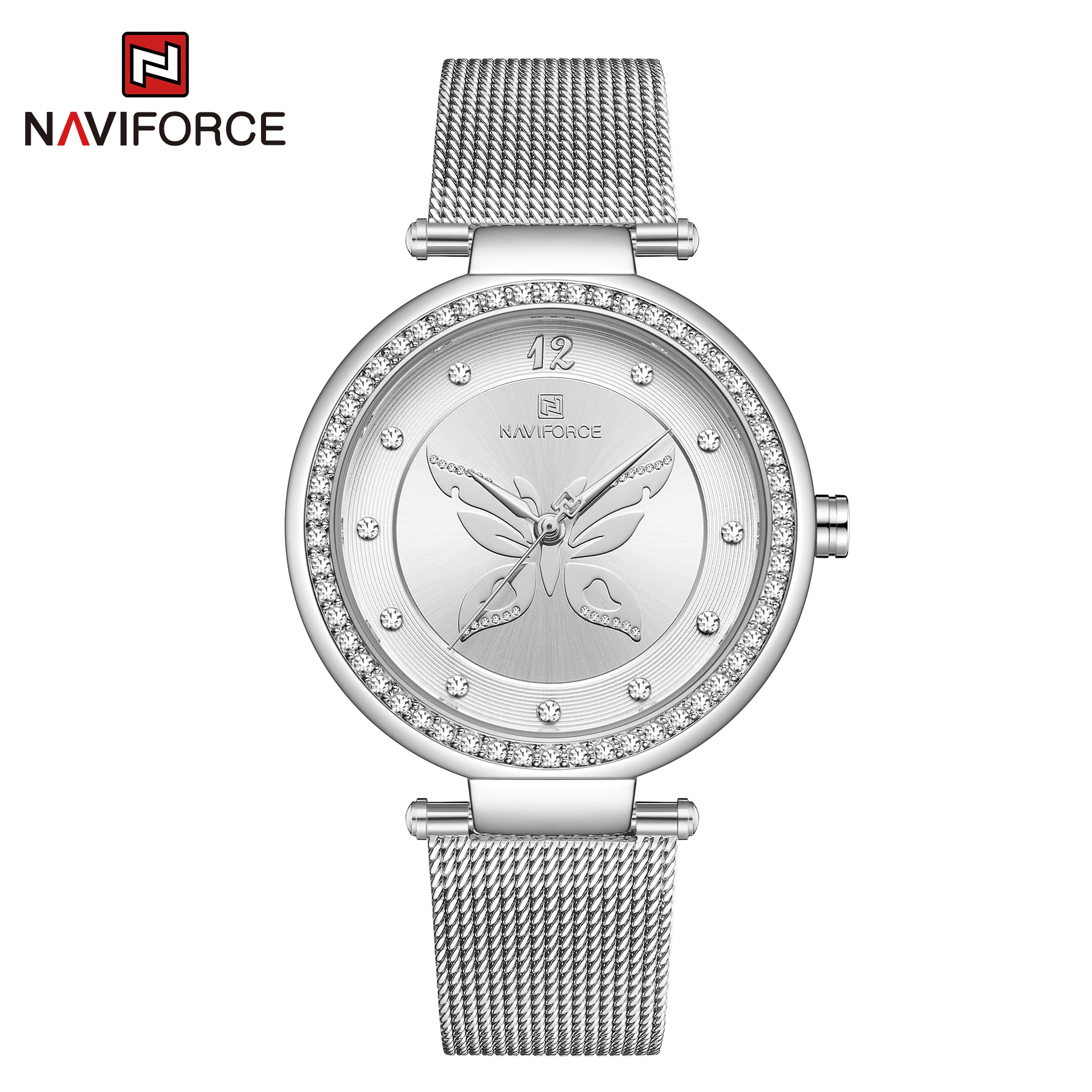 

NAVIFORCE Watch Women Silver 30M Waterproof Luxury Simple Lady Quartz Wristwatch Elegant Girl Gift Bracelet Relogio Feminino