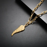 trend angel wings pendant necklace for men women high quality stainless steel chain gothic feather wing necklaces jewelry gift