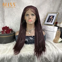 synthetic 13x4 african braid wig micro cornrow braids lace wigs for black women red cheap wig good quality 30 inches