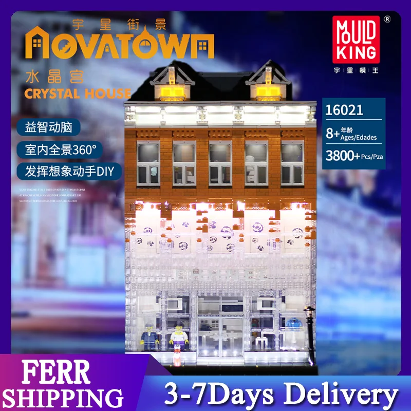 

Mould King 16021 MOC Technical Street View Creative Series light AMSTERDAM Crystal Palace Model Building Blocks Bricks Toys