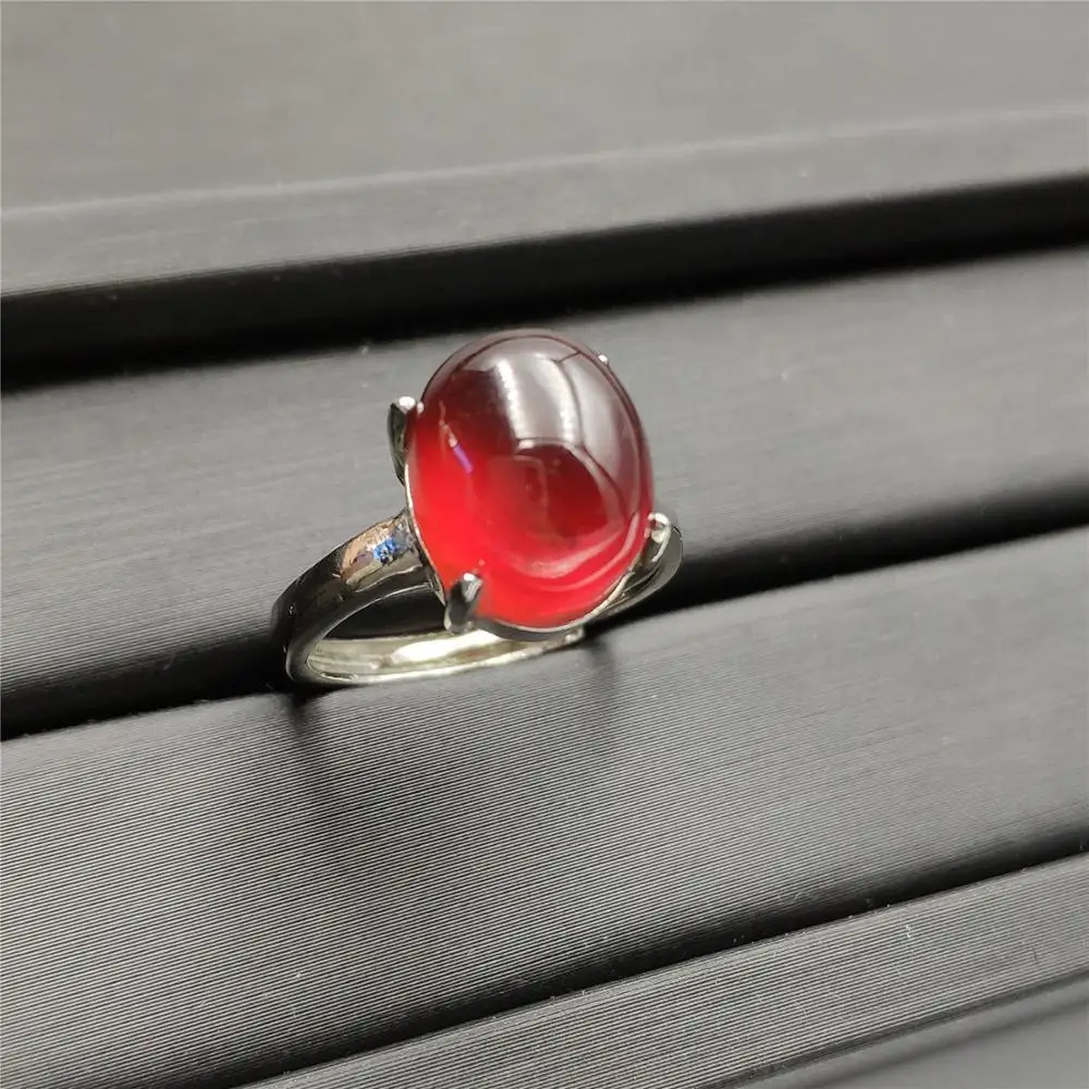 

12x10 мм натуральный оранжевый красный гранат кристалл регулируемое кольцо серебро 925 пробы модное кольцо Овальный бисер камень AAAAA