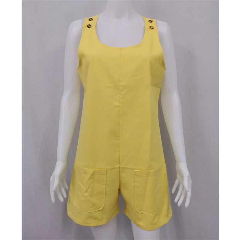 

Sleeveless Linen Overall Jumpsuit Homewear Women 2021 Summer Cotton Linen Loose Casual Playsuit Combinaison Femmel Dropshipping