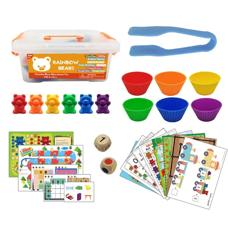 

Игрушка Монтессори для детей, 1 комплект, в коробке, Счетный медведь, Монтессори, развивающая игрушка 77HD