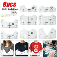 9pcs summer t shirt alignment ruler centering printing alignment making center design round neck t shirt tools for adult youth
