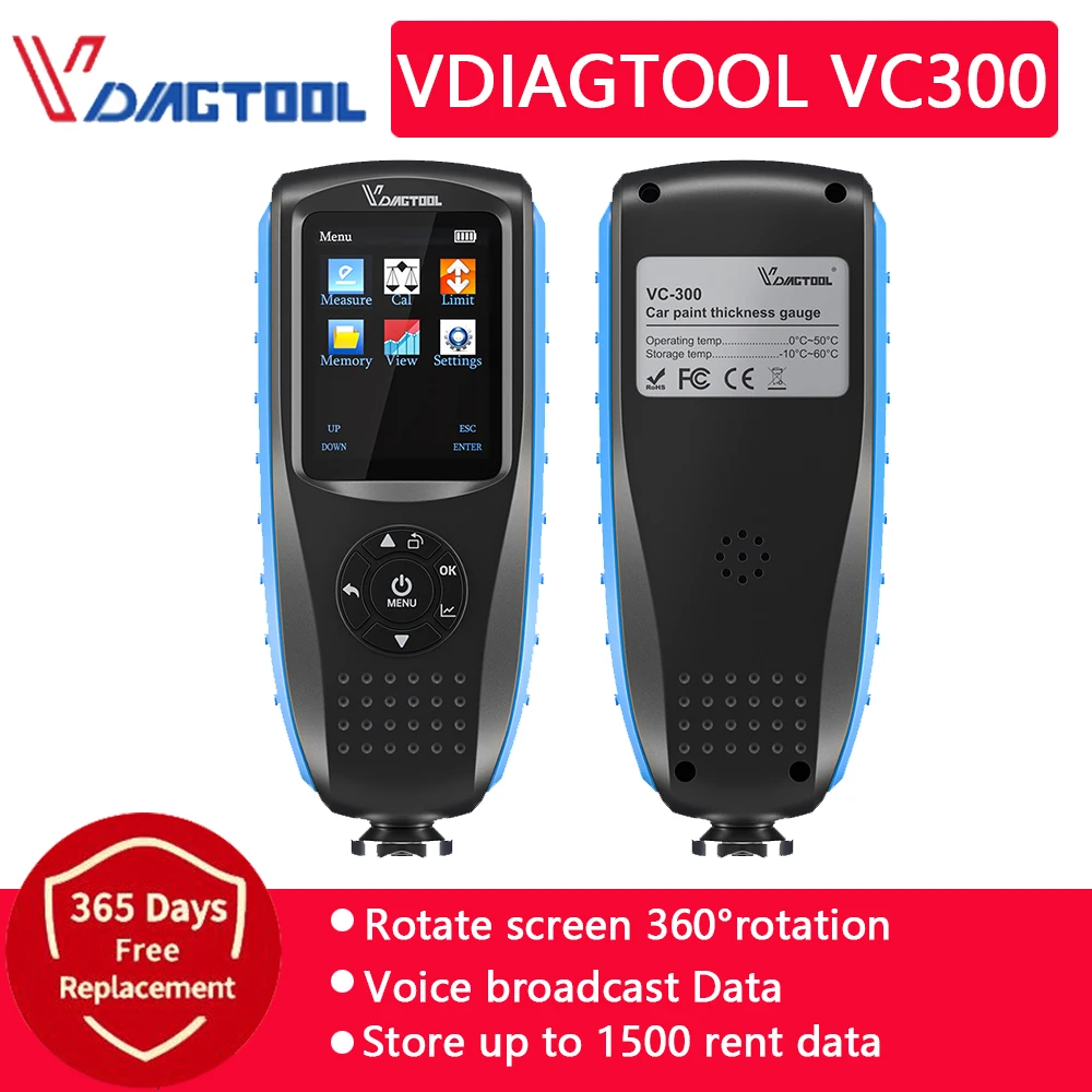 Толщиномер VDIAGTOOL VC300/VC200/VC100 измеритель толщины покраски автомобиля с дисплеем