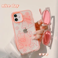 cartoon pink peach bunny case cover for iphone 12 12min 12pro 12promax 11 11pro 11promax se2020 x xs xsmax xr 7 8 7plus 8plus