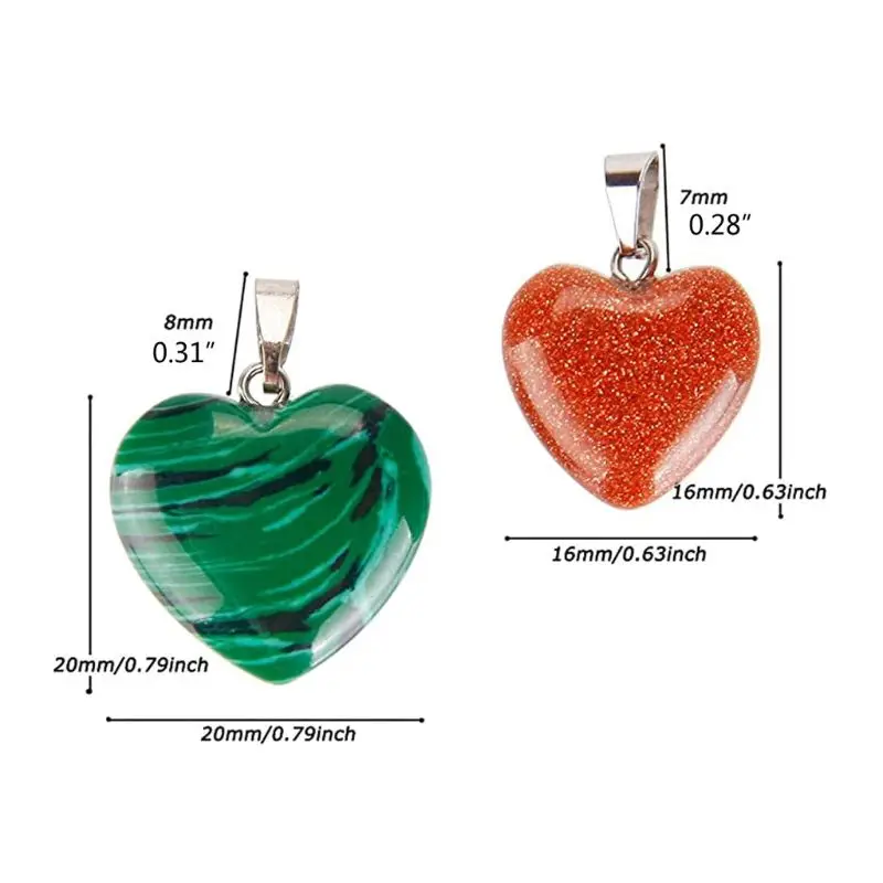 

20Pcs Heart Shape Healing Crystal Chakra Quartz Stone Multicolor Gemstone Pendants DIY Necklace Earring Jewelry Making Accessory