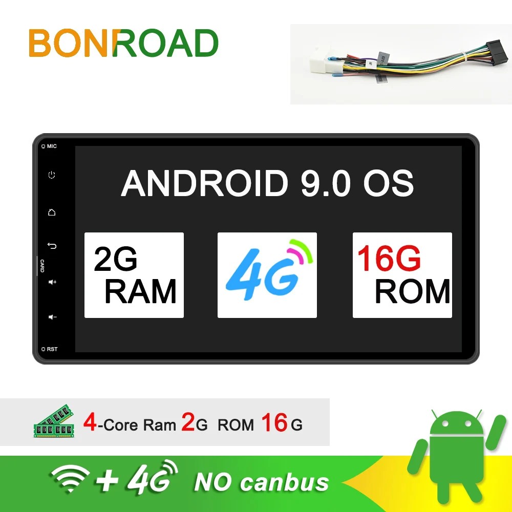 4G No CANBUS Bonroad Android 9,0 Автомобильный мультимедийный плеер для Mitsubishi outlander lancer asx Автомобильный видео gps Навигатор Радио ram 2G rom 16G - Цвет: 4G No CANBUS