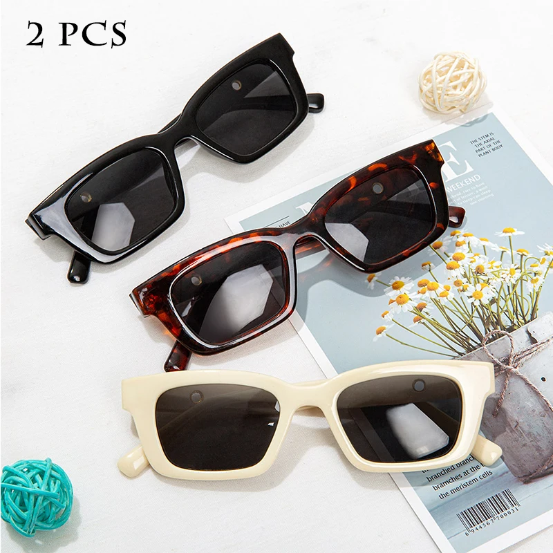 

Очки солнцезащитные женские прямоугольные в стиле ретро, UV400, 2021, 2 шт.