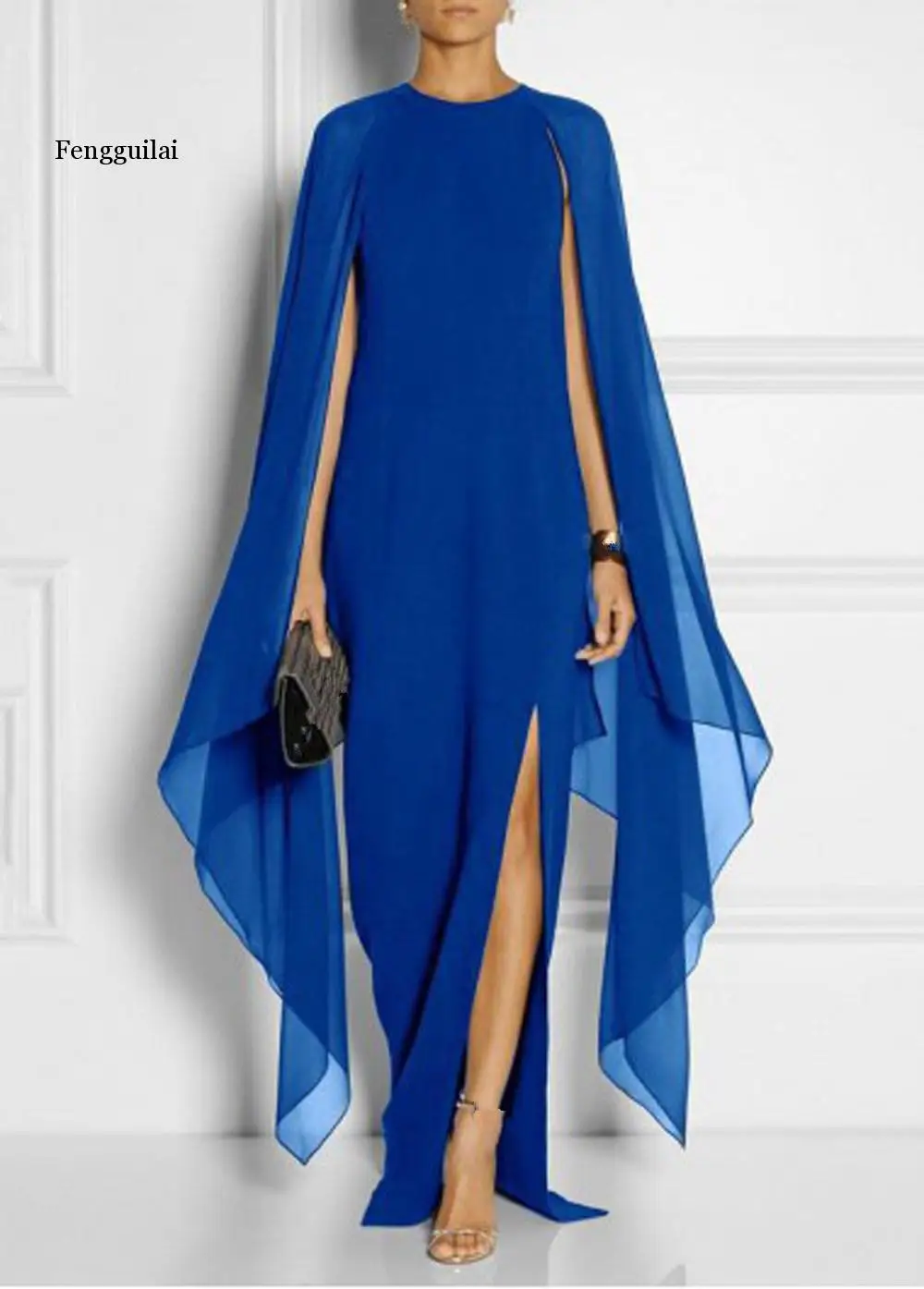 Женское шифоновое платье с рукавом летучая мышь черное красное синее фиолетовое