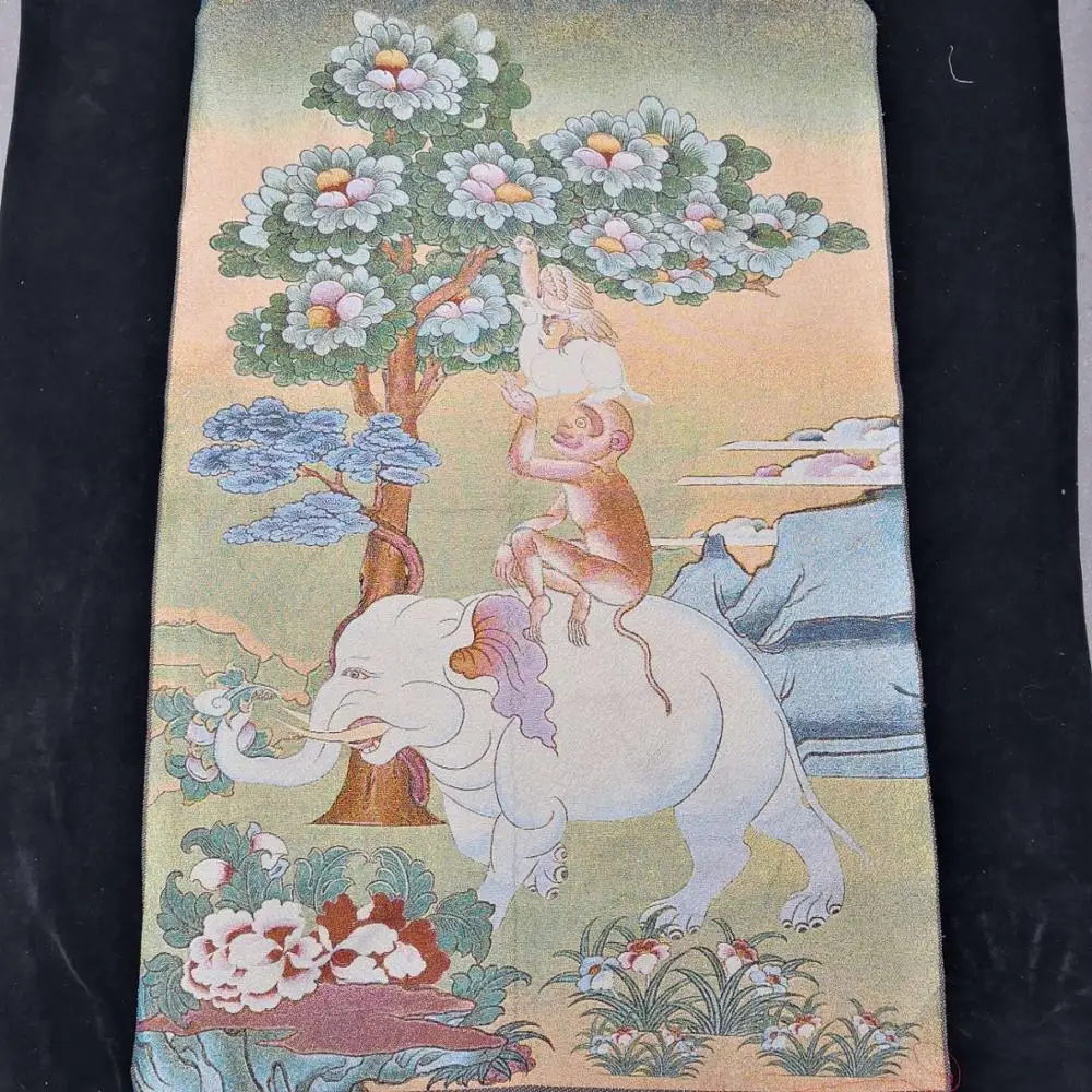 

35 "вышивка танка тибетского Буддизм парча с шелковой вышивкой Непала с принтом «обезьяна» для верховой езды белая мраморная статуя слона ко...