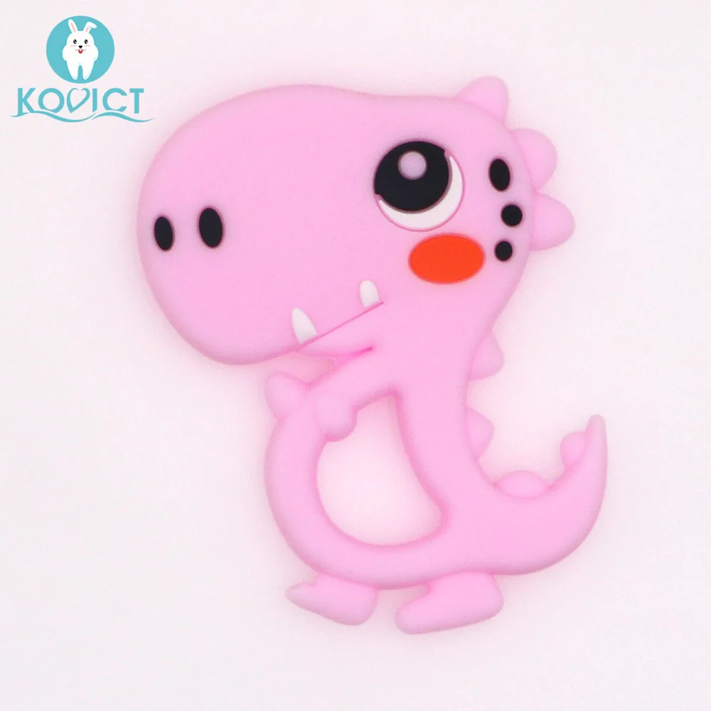 02 Pink Kovict BPA бесплатно 1 шт. Динозавр Детский Силиконовый грызунок милые Прорезыватели для зубов жевательные в форме животных Товары для малышей подарок для кормления - Цвет: 02 Pink