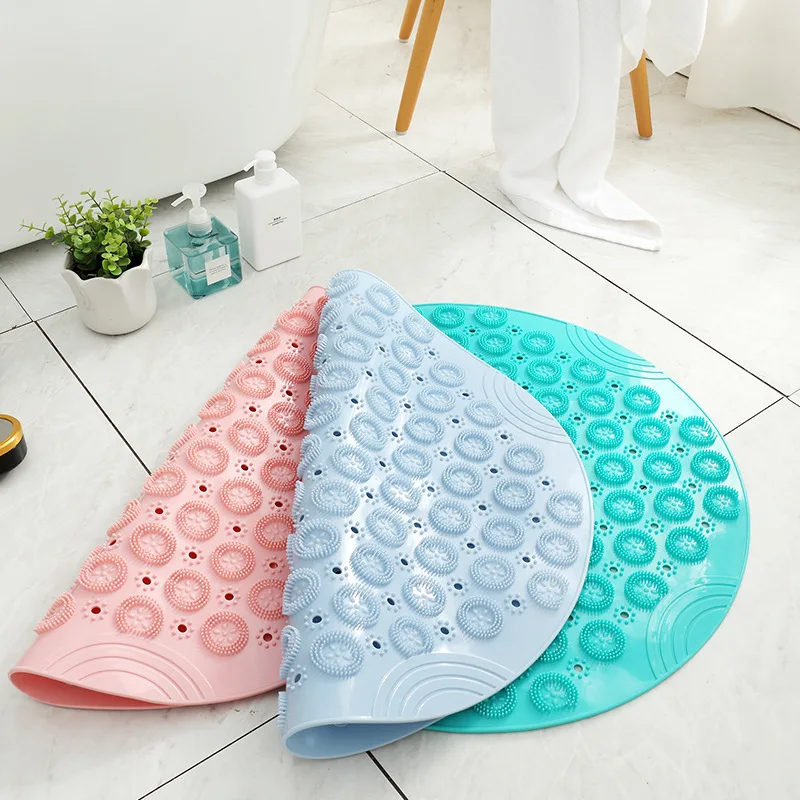 55cm non slip round bathroom mat safety shower bath mat plastic massage pad bathroom carpet floor drainage suction cup bath mat free global shipping
