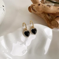 new korean earings fashion jewelry temperament love rhinestone black earrings oorbellen statement earrings for women