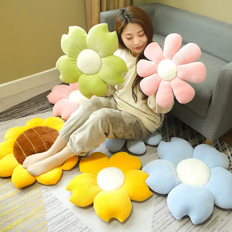 

40/50/68cm Plush Sun Flower Cherry Mat Stuffed Lifelike Flower Shape Baby Kids Home Playmat Soft Pillow Cushion Home Decor Gift