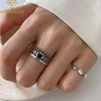 xiyanike 925 sterling silver width rings for women couples vintage trendy love heart multilayer thai silver jewelry party gifts