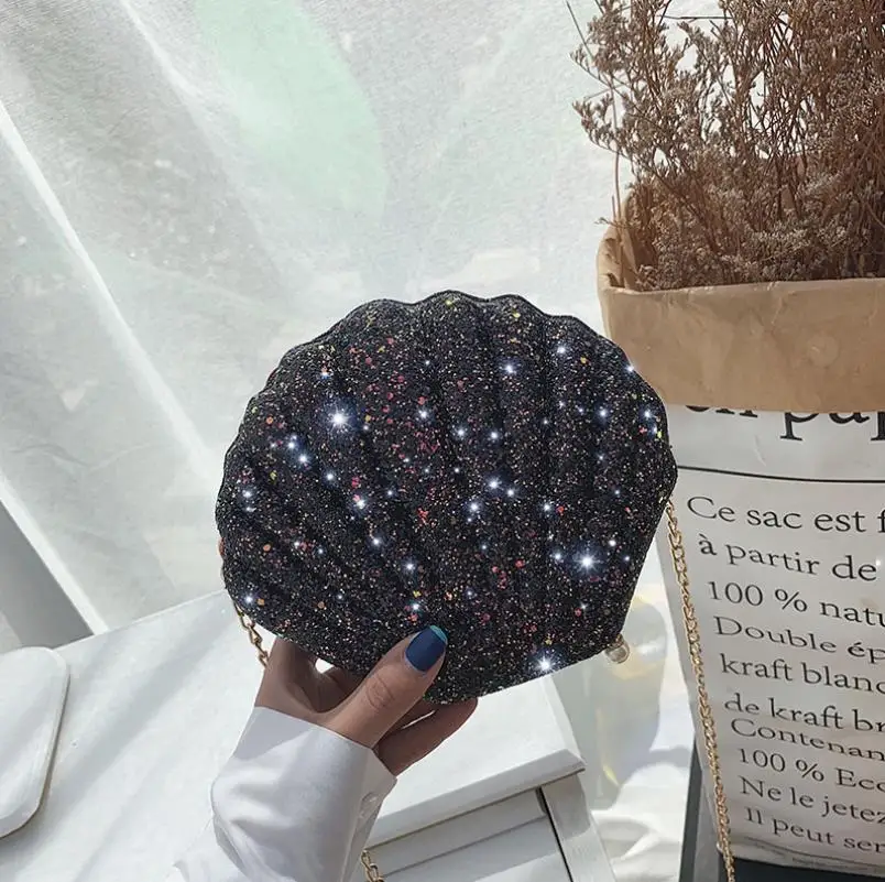 Блестящая сумка через плечо модная с блестками сумка-мессенджер в форме ракушки