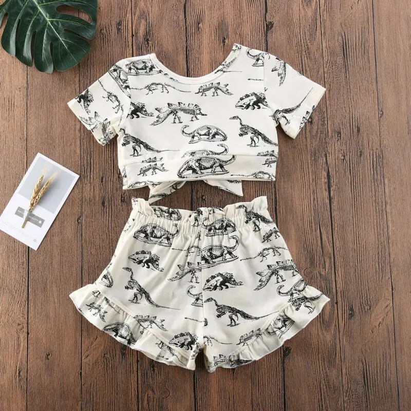 Комплект летней одежды из 2 предметов для маленьких мальчиков и девочек костюмы с