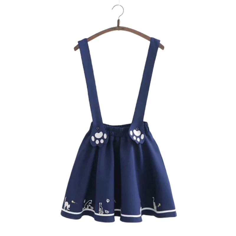 

CosDaddy Sweet Overalls Women Girl Summer Pleated Skirt Cute Cat Claw Skirt