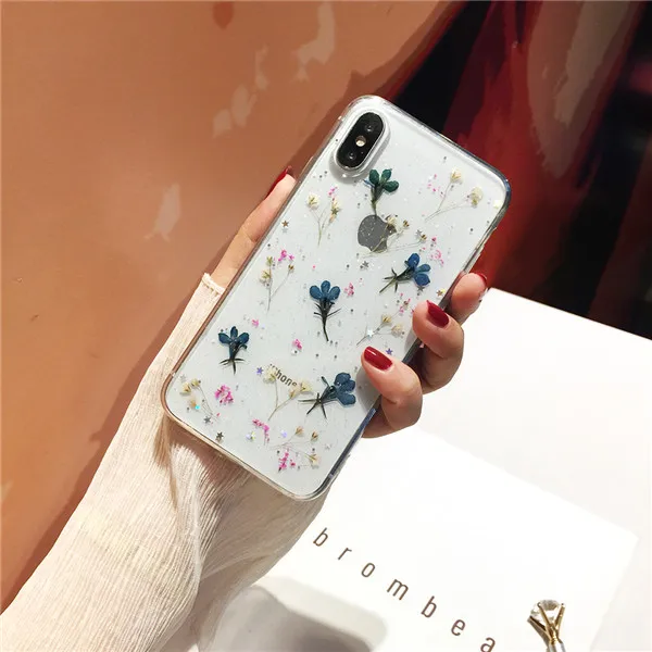 Qianliyao настоящие сушеные цветы прозрачный, мягкий чехол для iphone X 6 6S 7 8 Plus 11 Pro Max чехол для телефона для iphone XR XS Max чехол - Цвет: 4