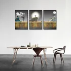 Абстрактная картина с животными и растениями в рамке, живопись на холсте, художественная живопись, домашнее настенное украшение, абстрактный ландшафт, животное, холст