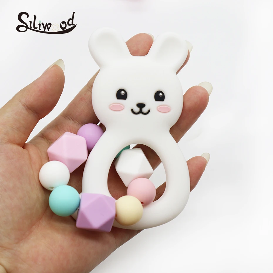 Baby Rattle Teether Teething Toys For Newborns Silicone Beads Rabbit Hexagon 12mm Tiny Rod Crib | Игрушки и хобби