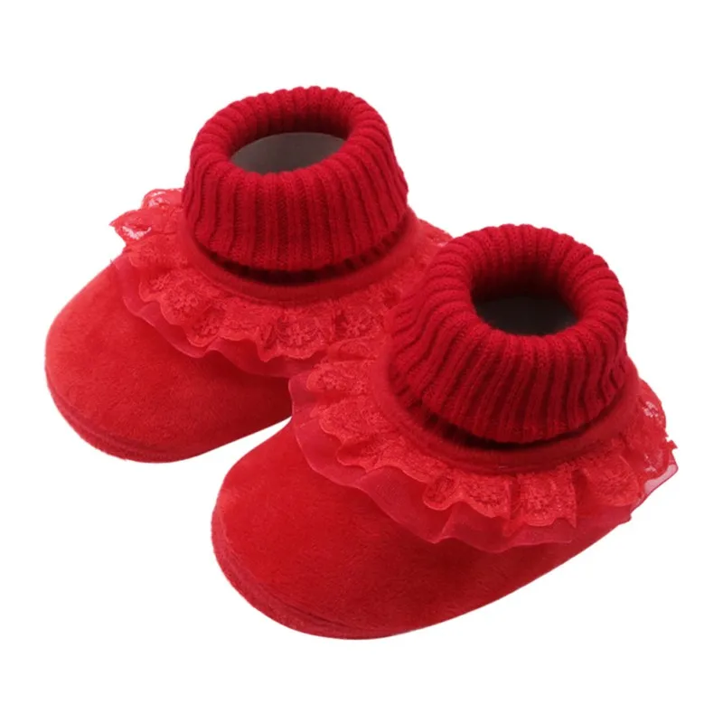 

booties baby Newborn fashion baby girl warm woolen yarn booties with flower toddler girls high boots prewalker 1