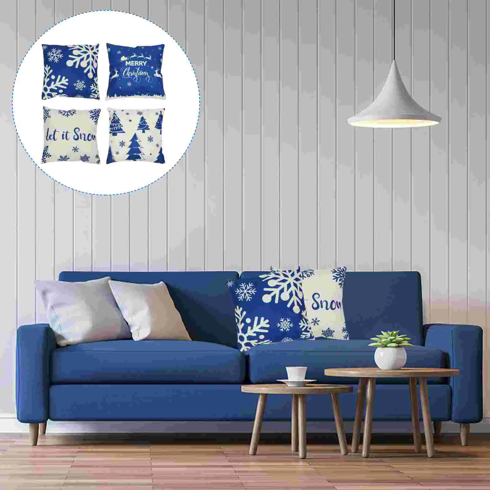 

4pcs Pretty Snowflake Pillowcases Delicate Linen Pillowcases Linen Pillow Covers